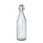 Facetted Clear Glass Bottle with Stainle..