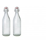 Facetted Clear Glass Bottle with Stainle..