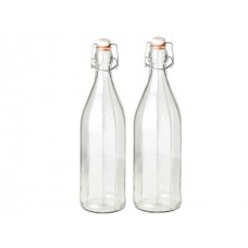 Glass bottle with Flip Cap 1litre .Set of 2  nos